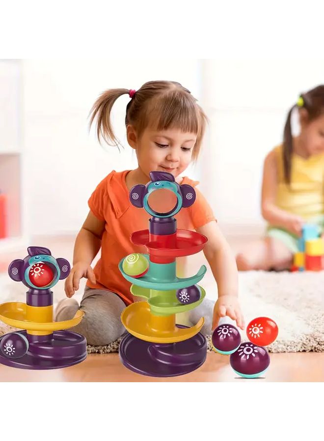 برج مسار الكرة الدوار التعليمي 5 طبقات بألوان مختلطة للأطفال - Image 4